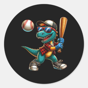 Sticker Rond Drôle Vendre Dinosaur Garçon Joueur Sport Amour T-