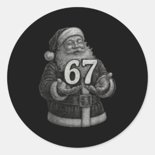 Sticker Rond Drôle Vintage Six Sept 6 7 Mème Santa Noël 6