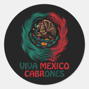 Sticker Rond Drôle Viva Mexico Cabrone Jour de l'indépendance M