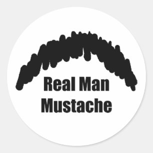 Sticker Rond Drôle Vrai Homme Cookie Duster Mustache