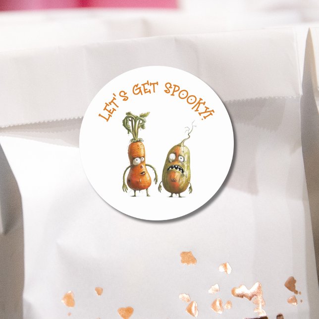 Sticker Rond Drôle zombie légumes Halloween (Créateur téléchargé)