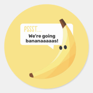 Sticker Rond Drôles de faveurs de fête à la banane rétro avec j
