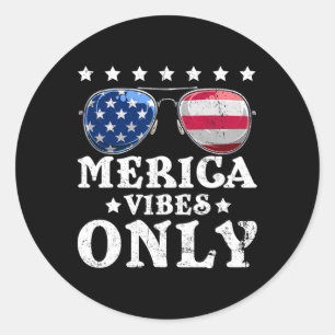 Sticker Rond Drôles de vibrations Merica Drapeau américain Sung
