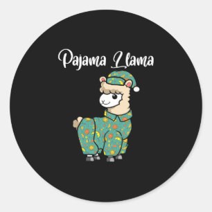 Sticker Rond Droll lama pyjama lama heure du coucher pyjama alp