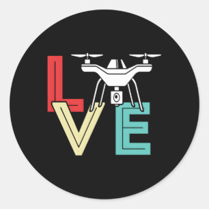 Sticker Rond Drones Drone Pilote Quadcopter Journée Drone