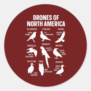 Sticker Rond Drones Of North America Birds Field Guide These