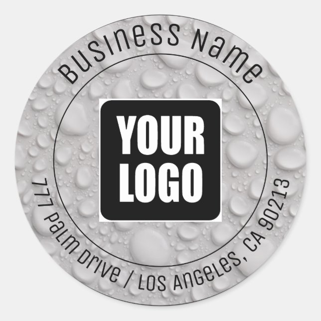 Sticker Rond Drops d'eau, do-it-yourself Nom commercial, Adress (Devant)