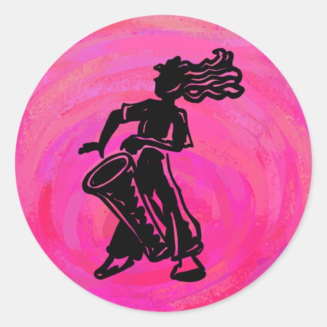 Sticker Rond Drum Boogie Nights New York Hot Pink (Devant)