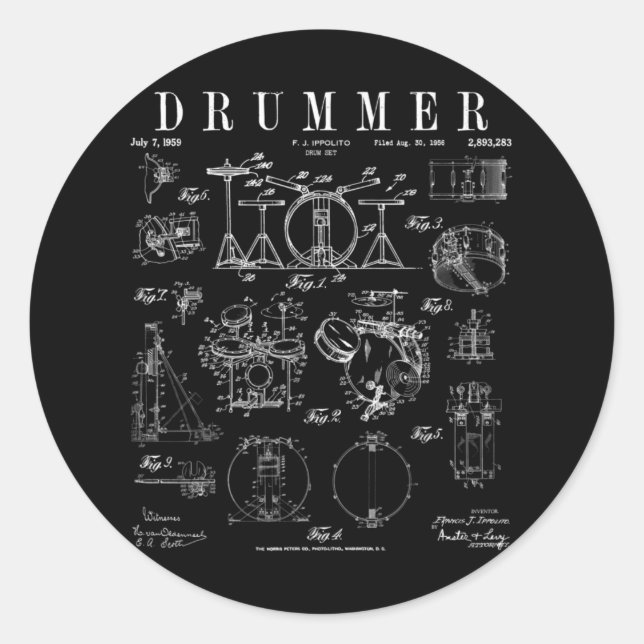 Sticker Rond Drum Set Kit Vintage (Devant)