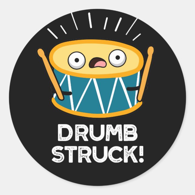 Sticker Rond Drumb Frappé Funny Drummer Drum Pun Dark BG (Devant)