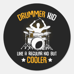 Sticker Rond Drummer Kid Drummer Percussionist Drums Kids