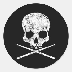 Sticker Rond Drummer Métal Tambour Vintage Set Tambons Gi