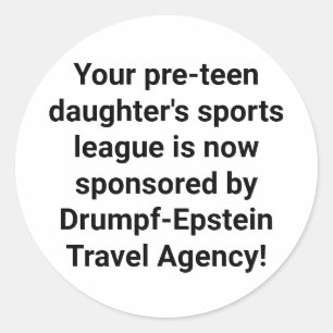 Sticker Rond Drumpf-Epstein Travel Agency Hankamer Artjunkhaus