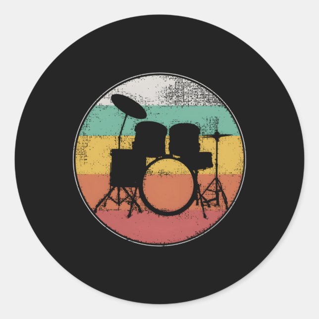 Sticker Rond Drumset Drummer Drummer Drummer (Devant)