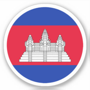 Sticker rond du drapeau cambodgien