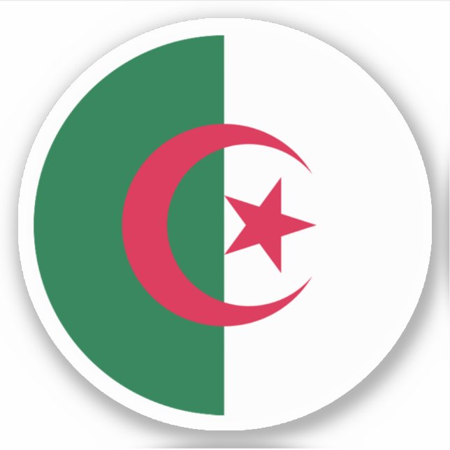 Sticker rond du drapeau d'Algérie (Devant)