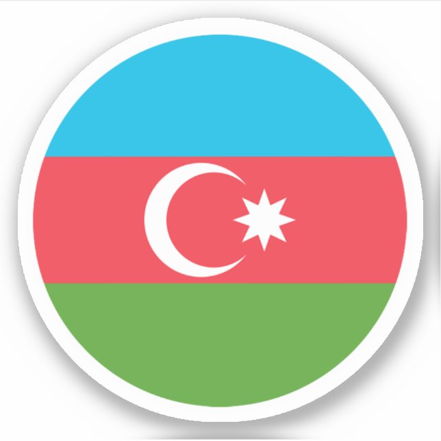 Sticker rond du drapeau d'Azerbaïdjan (Devant)