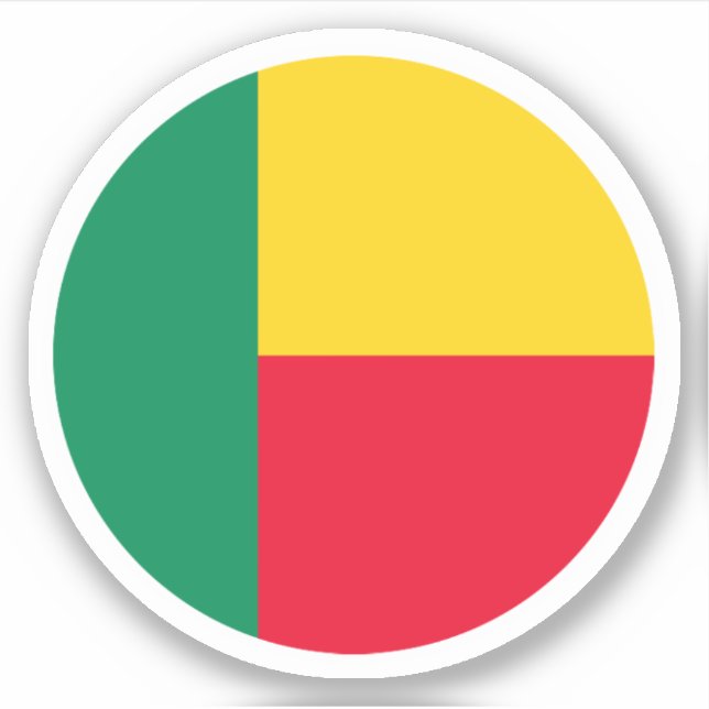 Sticker rond du drapeau du Bénin (Devant)
