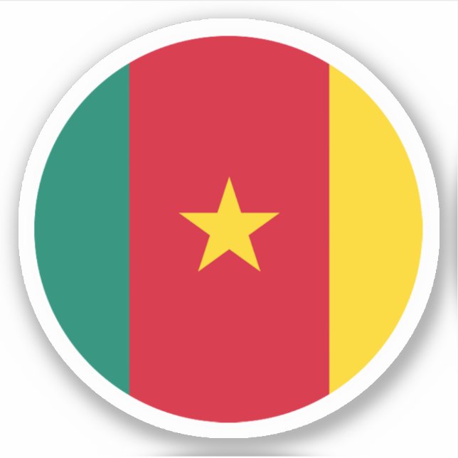 Sticker rond du drapeau du Cameroun (Devant)