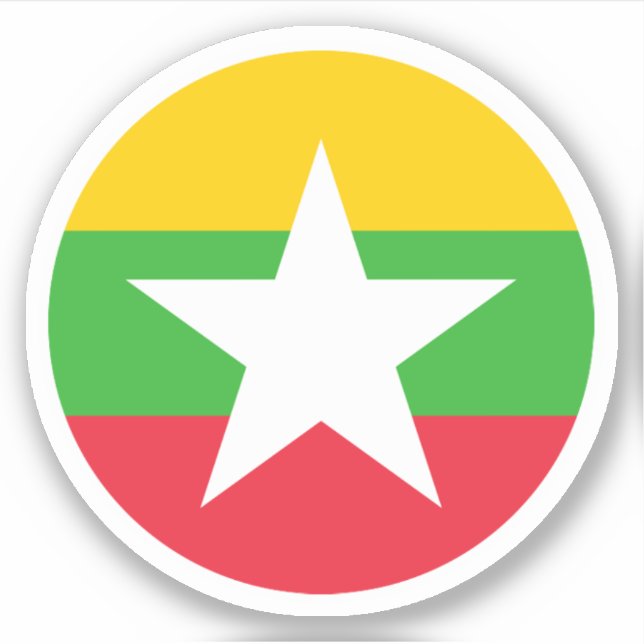 Sticker rond du drapeau du Myanmar (Devant)