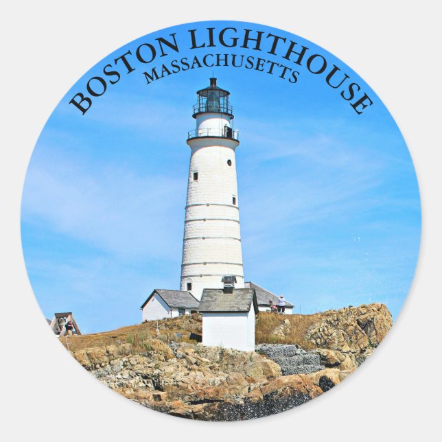 Sticker rond du phare de Boston dans le Massachuse (Devant)