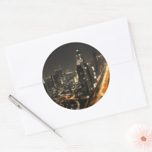 Sticker Rond Dubaï Skyline la nuit