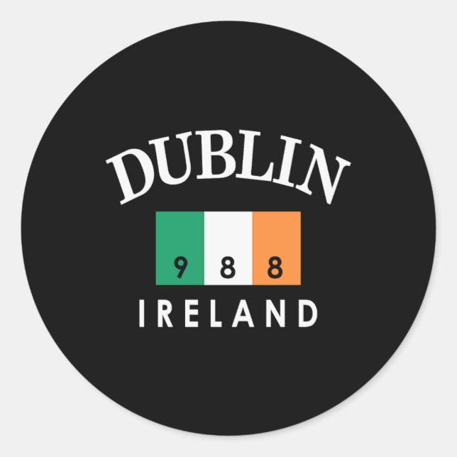 Sticker Rond Dublin Ireland Flag Est 988 St Patricks Day  (Devant)
