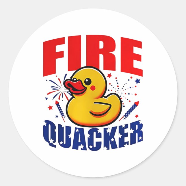 Sticker Rond Duck Firequacker Patriotique Funny Independence 4è (Devant)