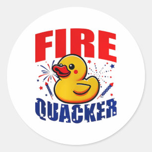 Sticker Rond Duck Firequacker Patriotique Funny Independence 4è