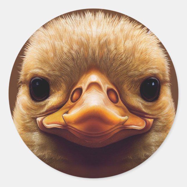 Sticker Rond Duck Life Like Portrait Beak with Yellow Feathers (Devant)