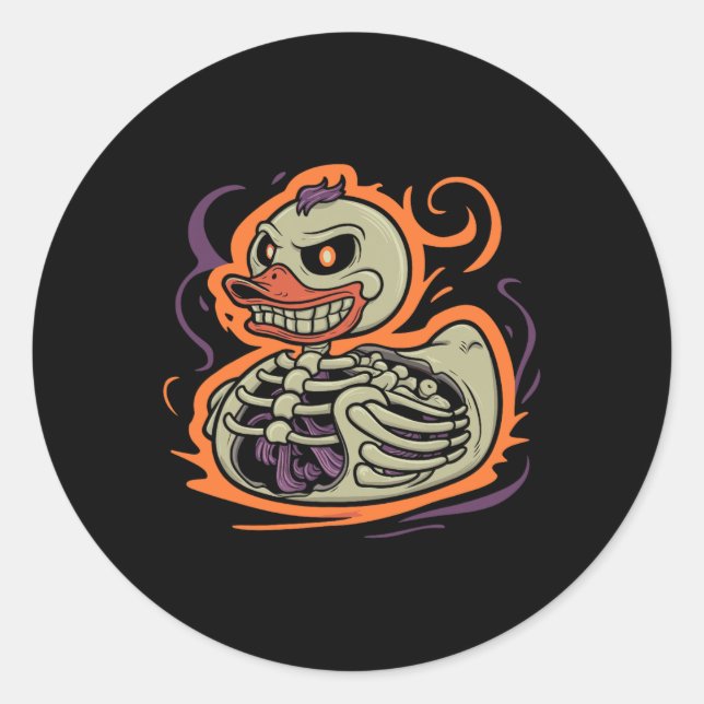 Sticker Rond Duck Skeleton Rubber Duckie Costume Party (Devant)
