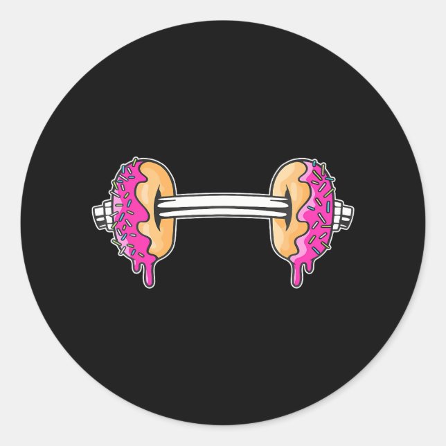 Sticker Rond Dumbbells Donuts Day Funny Weighlifting Lover (Devant)