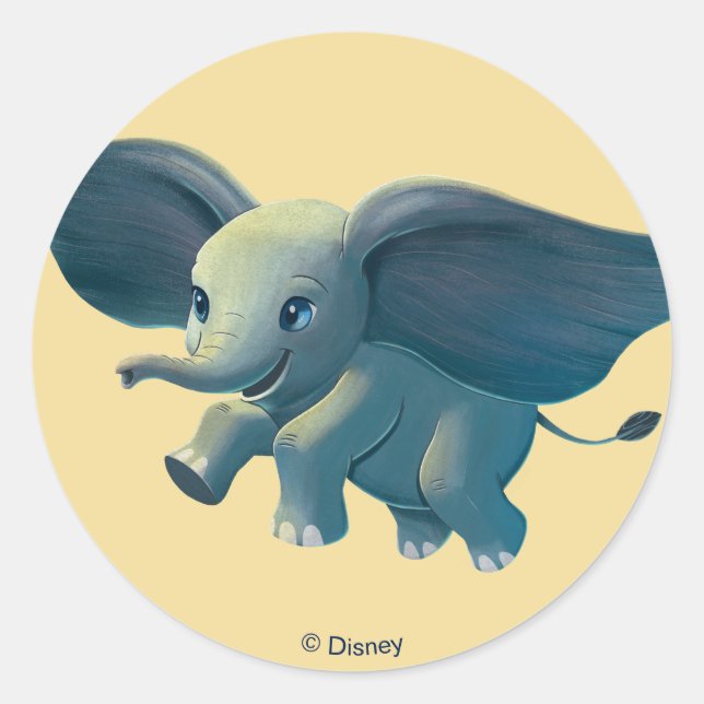 Sticker Rond Dumbo | Flying Dumbo Peint Art (Devant)