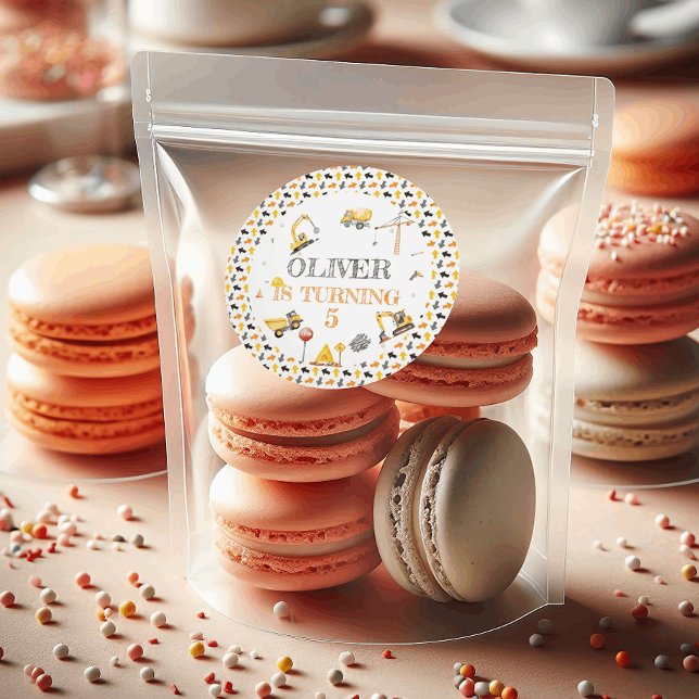 Sticker Rond Dump Truck Boy fête d'anniversaire (Créateur téléchargé)