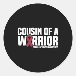 Sticker Rond D'Un Cerveau Guerrier Sensibilisation À L'Aneurysm
