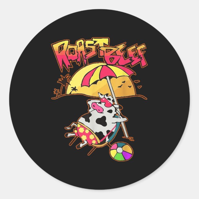 Sticker Rond Dustin Love Roast Beef Beach Cow Tv Parod (Devant)