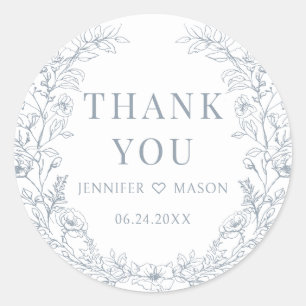 Sticker Rond Dusty bleu live mariage de couronnes florales merc
