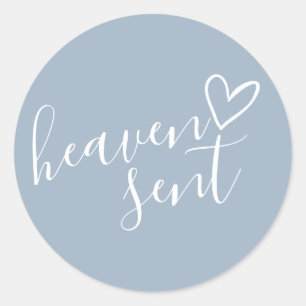 Sticker Rond Dusty Blue Heaven envoyé Baby shower