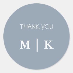 Sticker Rond Dusty Blue Merci Monograms Mariage tendance