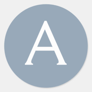 Sticker Rond Dusty Blue minimaliste moderne Monogramme élégant