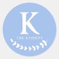 Dusty Blue Monogram Initial & Famille Nom