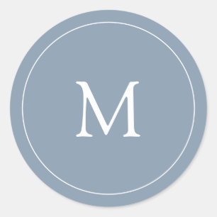 Sticker Rond Dusty Blue   Monogramme Mariage