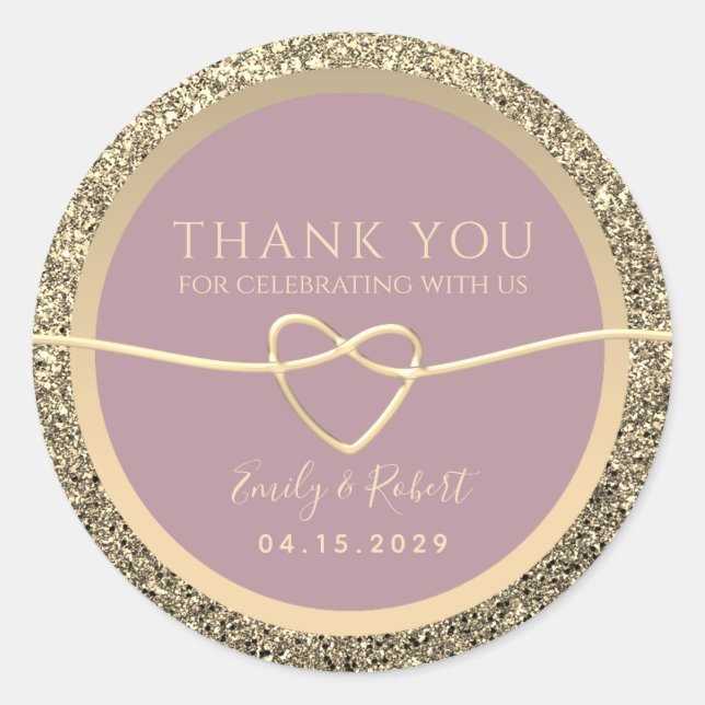 Sticker Rond Dusty Mariage Merci Rose (Devant)