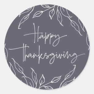 Sticker Rond Dusty Purple Leaf Motif Bon thanksgiving