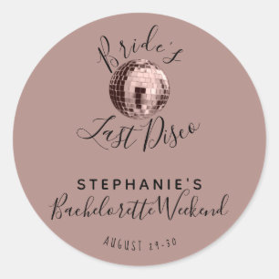 Sticker Rond Dusty Rose Dernier Disco Bachelorette Week-end