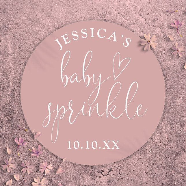 Sticker Rond Dusty Rose rose Baby Sprinkle Douche Favoriser (Dusty Rose Pink Baby Sprinkle Shower Favor Classic Round Sticker)