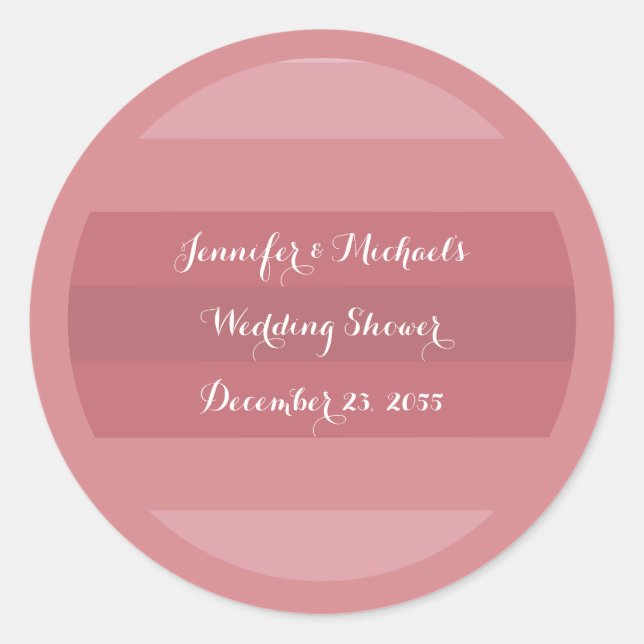 Sticker Rond Dusty Rose Wedding shower ou fête d'anniversaire (Devant)