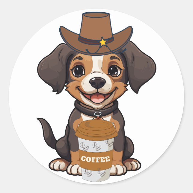 Sticker Rond Dutch Bros Coffee Chien (Devant)