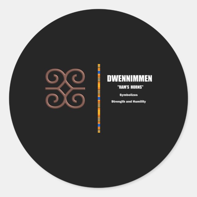 Sticker Rond Dwennim Adinkra Afrique Ghana Symboles Illustratio (Devant)