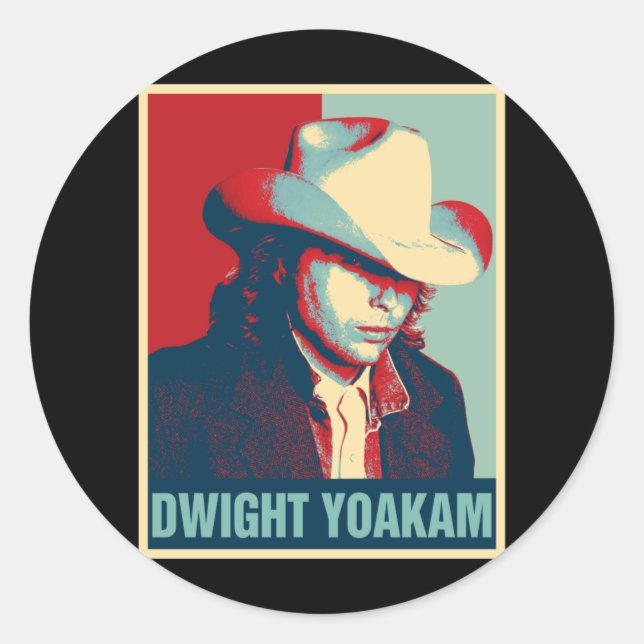 Sticker Rond Dwight Yoakam Retro Hope Style Cadeau Pour Fans.pn (Devant)